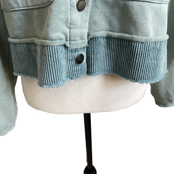 POL Teal French Terry Knit Boho Jacket Corduroy SMALL - Picture 7 of 12